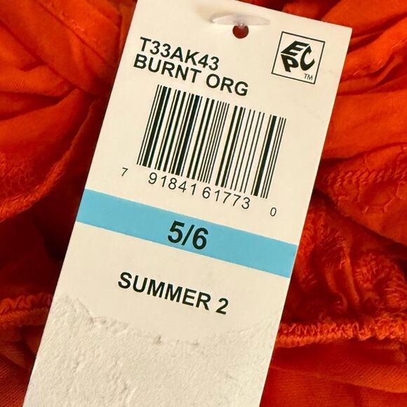 B DARLIN Juniors' Ruffled Floral Print Cotton A-line Dress In Burnt Orange Sz 5 - Picture 6 of 6